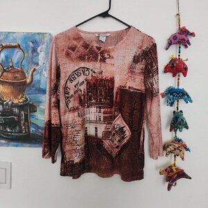 Rust 3/4 Sleeve Graphic Tee